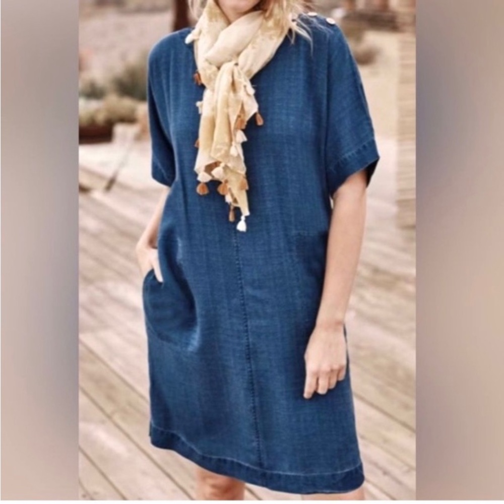 J. Jill Denim Blue Midi Dress with Pockets